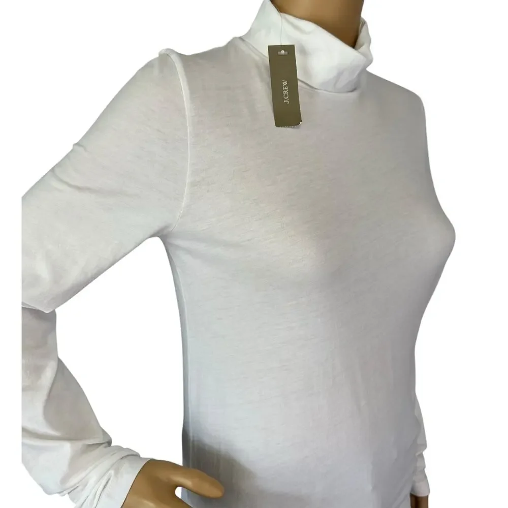 NWT J. Crew Tissue Turtleneck Top White Long Sleeve Lightweight Classic Size S - Picture 11 of 13